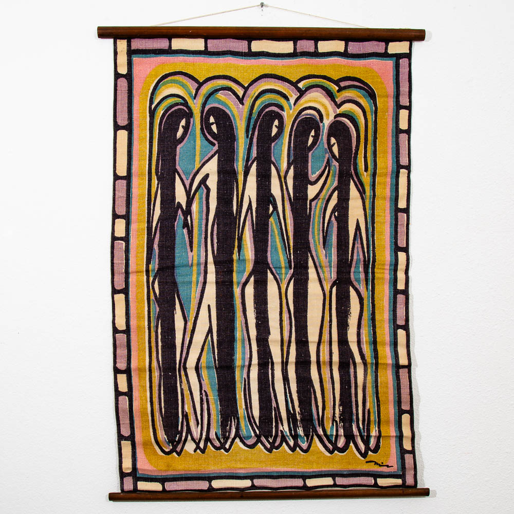 Mid Century Modern Wall Hanging Expressionist Female Figures Original Signed Art - Image 3