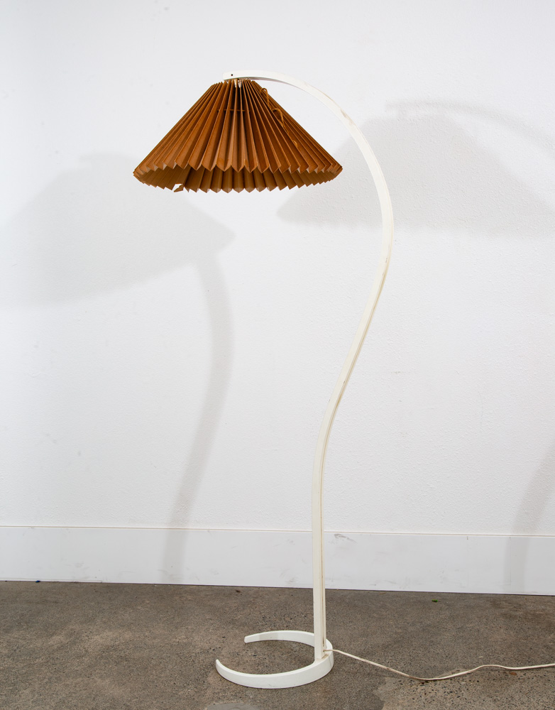 Mid Century Modern Floor Lamp Caprani Bentwood Shade MCM White Danish 60s-70s - Image 6