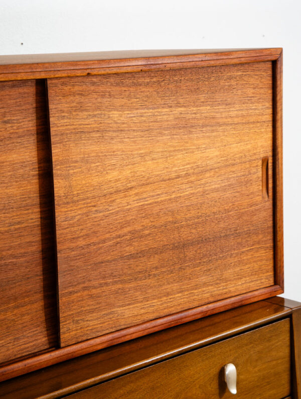 Mid Century Modern Wall Unit Cabinet Walnut Mobler Sliding Doors Mcm Germany - Image 12