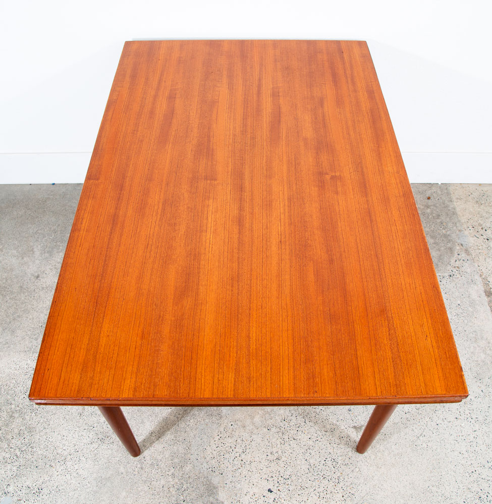 Mid Century Denmark Modern Dining Table Rectangle Teak Draw Leaf Extension x2