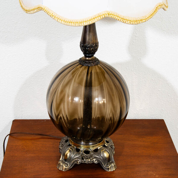 Mid Century Modern Smoke Glass Desk Lamp Textured Body with Metal Base - Image 2