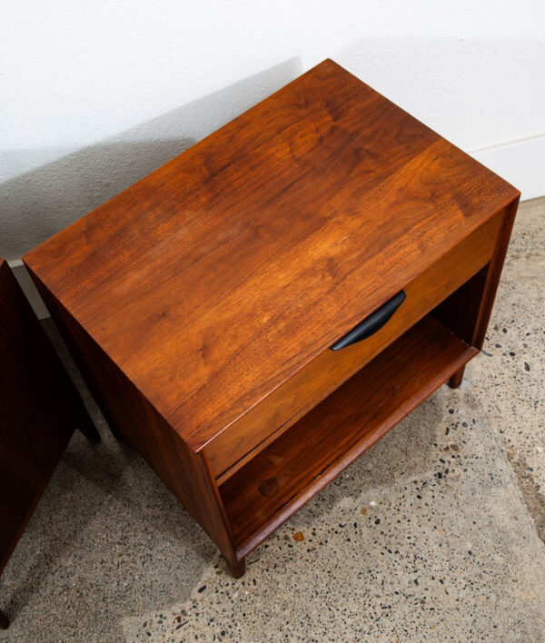 Mid Century Modern Nightstands End Side Tables Dillingham Esprit Walnut Drawer - Image 11
