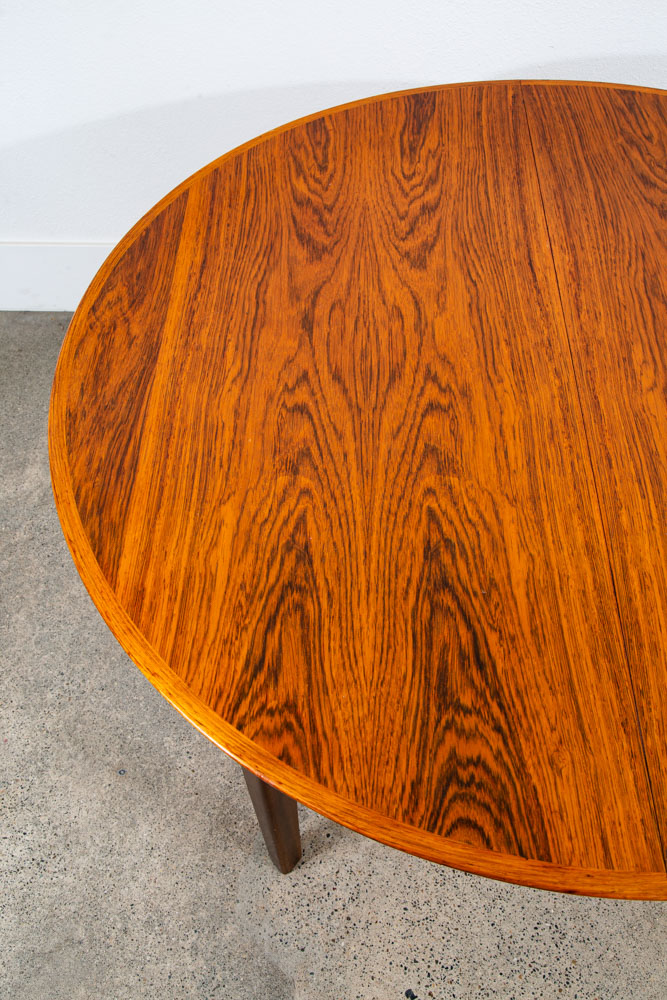 Mid Century Danish Modern Dining Table Oval Rosewood Extension x1 Denmark Round - Image 11