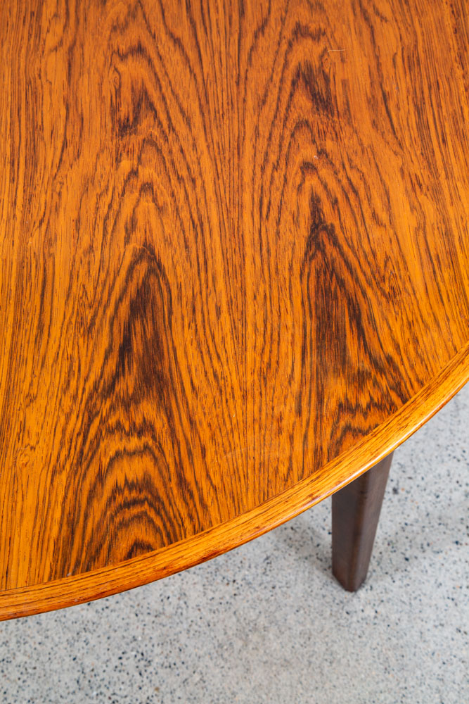 Mid Century Danish Modern Dining Table Oval Rosewood Extension x1 Denmark Round - Image 12