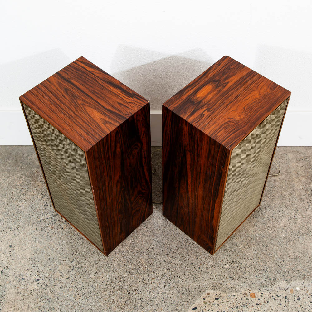 Mid Century Danish Modern Speakers Set Brazilian Rosewood Compact Vintage Hifi - Image 5