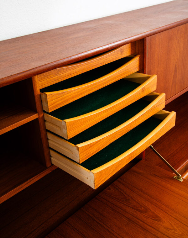 Mid Century Danish Modern Credenza Sideboard Bar Desk Teak Drawers Denmark Mcm - Image 7