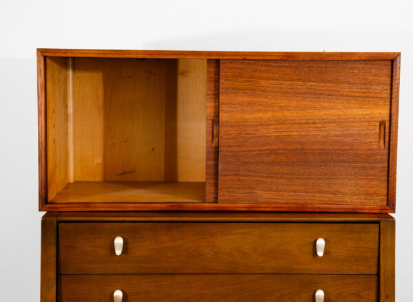Mid Century Modern Wall Unit Cabinet Walnut Mobler Sliding Doors Mcm Germany - Image 7