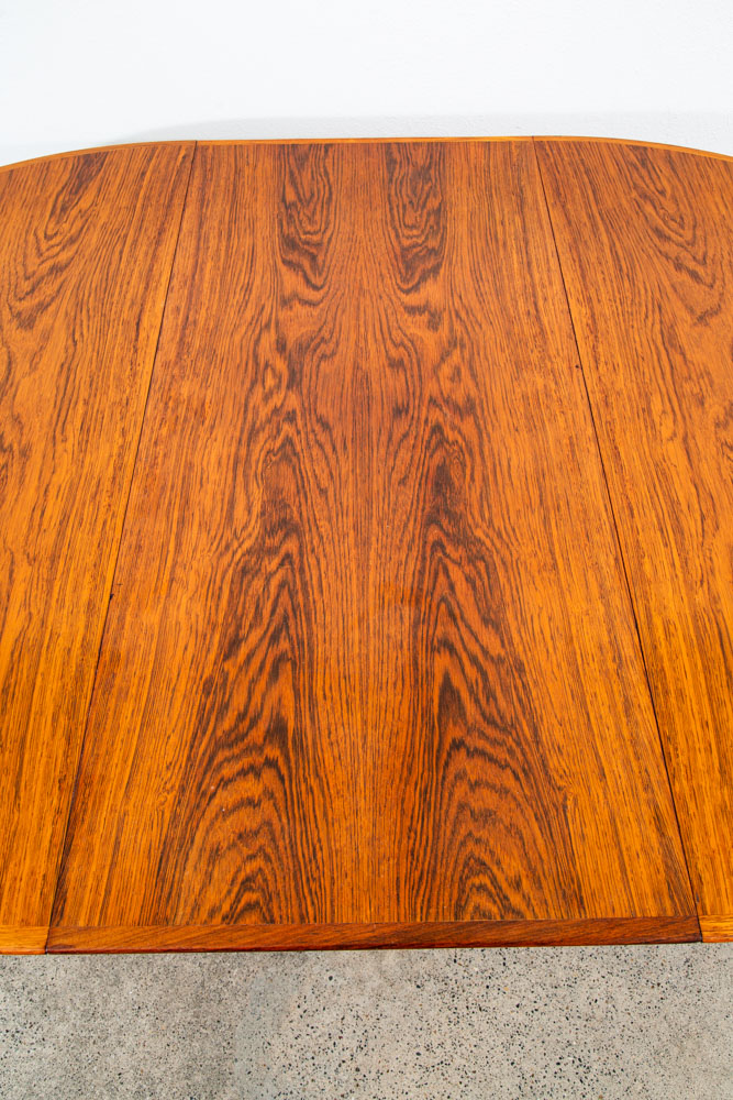 Mid Century Danish Modern Dining Table Oval Rosewood Extension x1 Denmark Round - Image 9