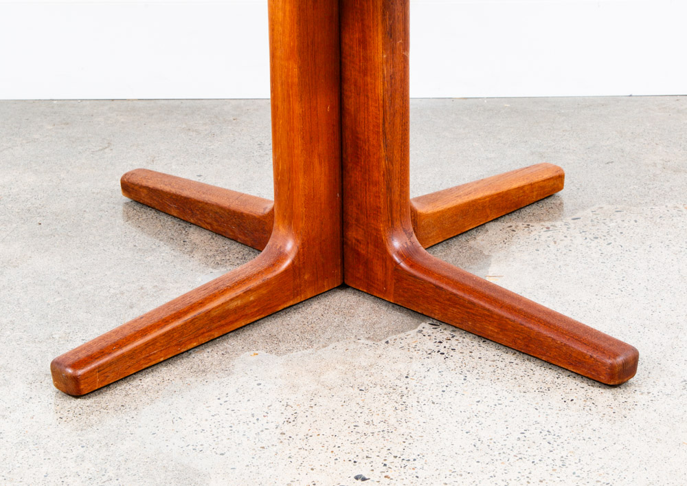 Mid Century Danish Modern Dining Table Round Teak Vejle Stole Circular Restored - Image 3