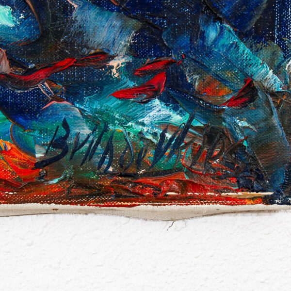 Mid Century Modern Painting Dutch Original Sea Side Oil Expressionist Texture - Image 2