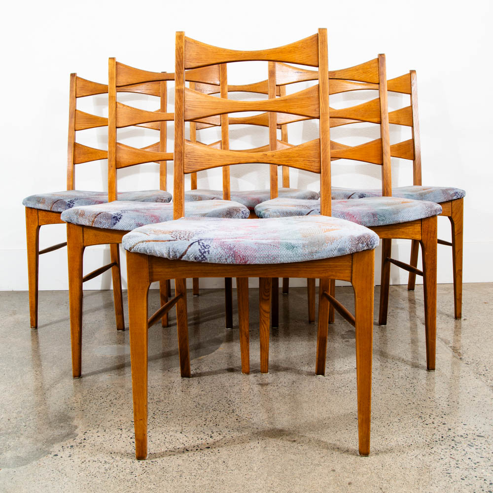 Mid Century Modern Dining Chairs Set 6 Lane Rhythm Ladder Back Bowtie Vintage NM - Image 2