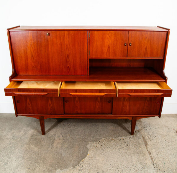 Mid Century Danish Modern Credenza Sideboard Bar Desk Teak Drawers Denmark Mcm - Image 5