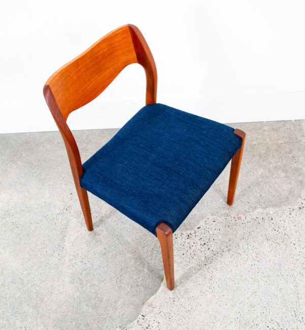 Mid Century Danish Modern Dining Chair Niels J.L Moller #71 Teak Dk Blue Denmark - Image 8