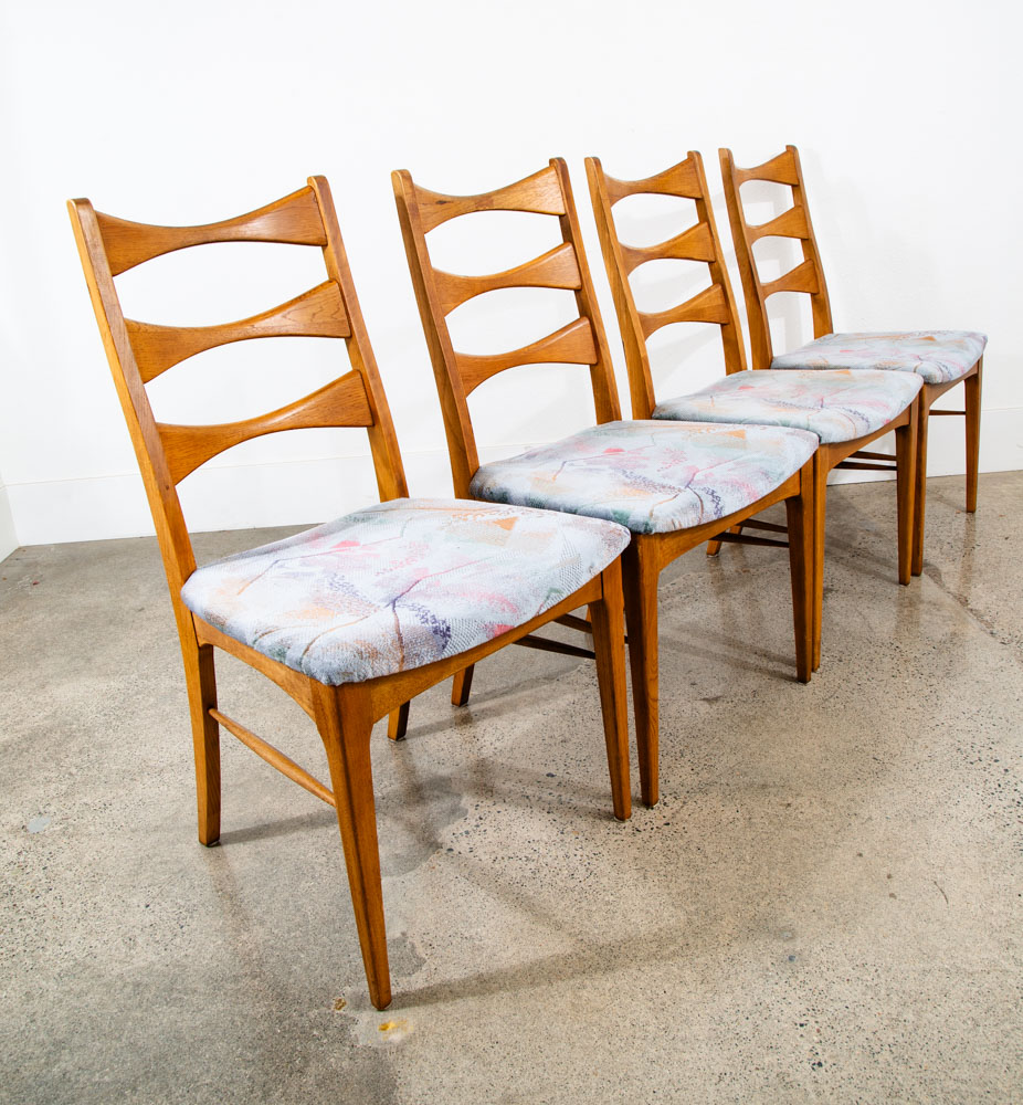 Mid Century Modern Dining Chairs Set 6 Lane Rhythm Ladder Back Bowtie Vintage NM - Image 3