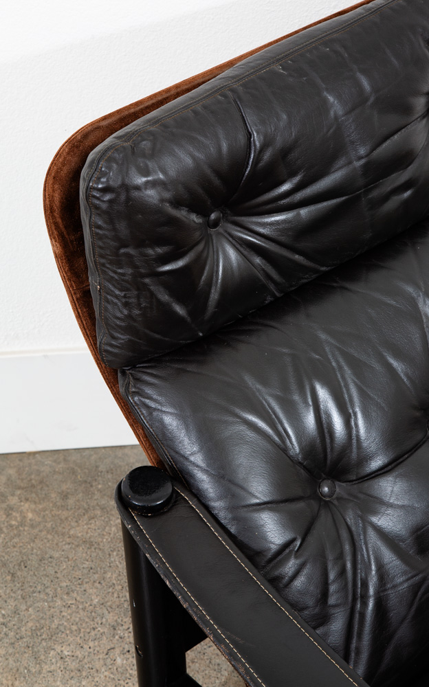 Mid Century Danish Modern Lounge Chair Black Leather Armchair Soren Nissen 70s - Image 10