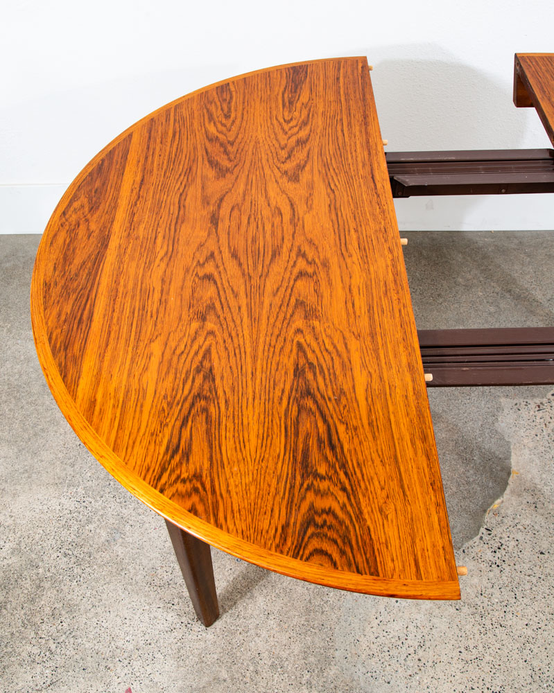 Mid Century Danish Modern Dining Table Oval Rosewood Extension x1 Denmark Round - Image 6