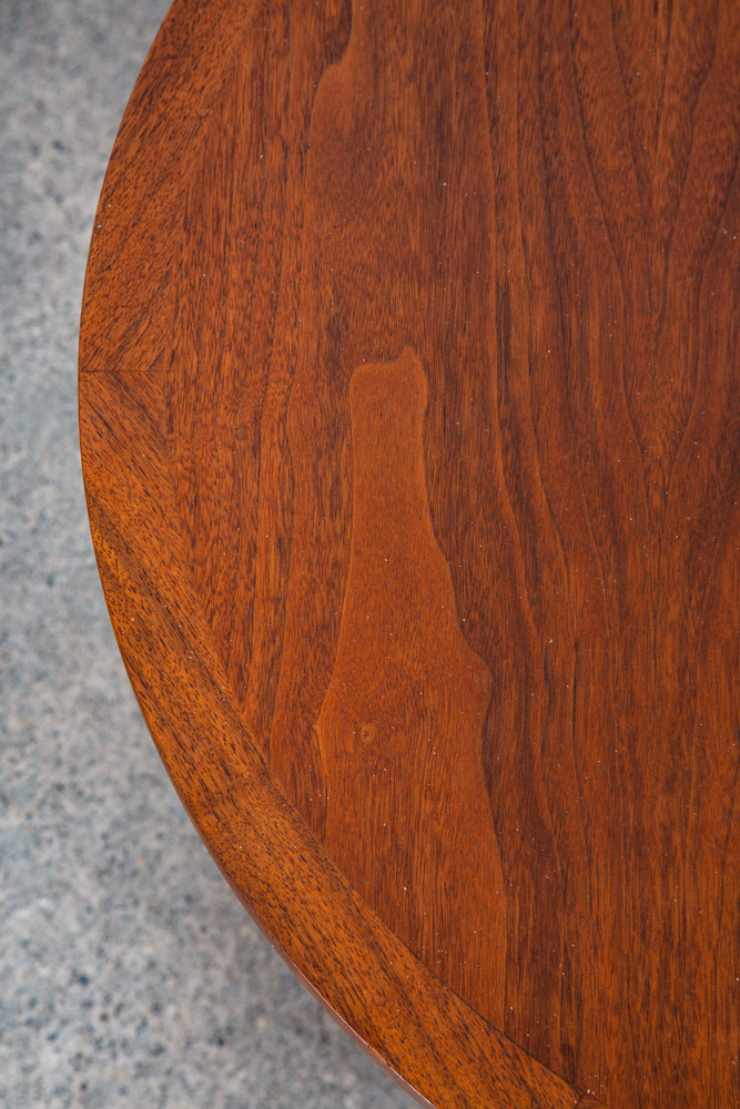 Mid Century Modern End Table Side Round Lane Cabinet Storage Danish Walnut Doors - Image 7