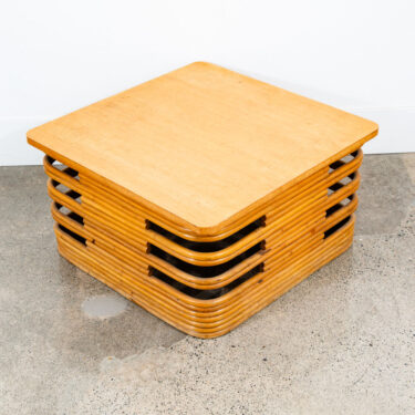 Mid Century Modern Coffee Table Square Bamboo Paul Frankl Rattan Oak Refinished