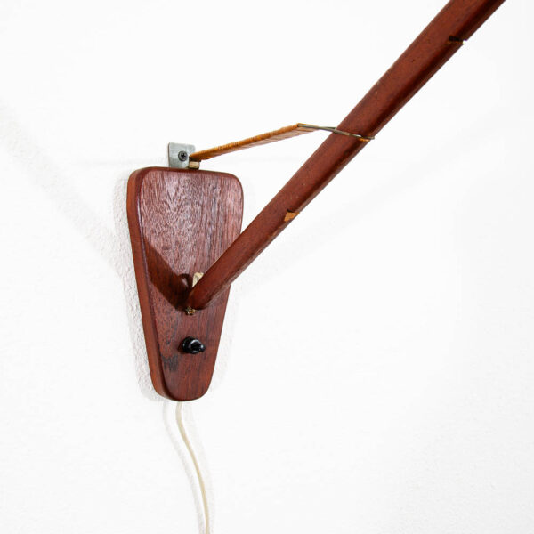 Mid Century Modern Danish Hanging Lamp Wall Sconce Solid Teak Wood Functional VG - Image 7