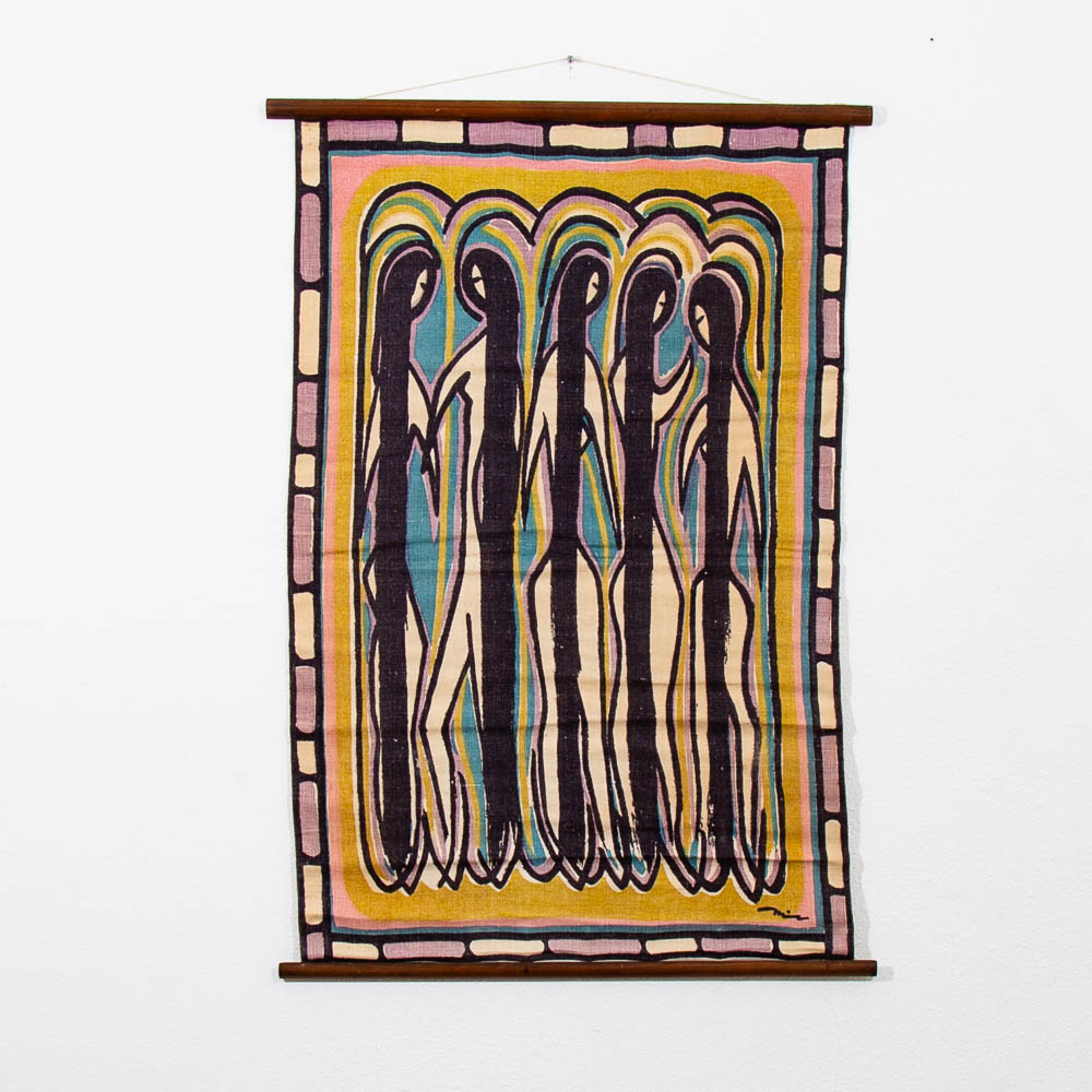 Mid Century Modern Wall Hanging Expressionist Female Figures Original Signed Art - Image 8