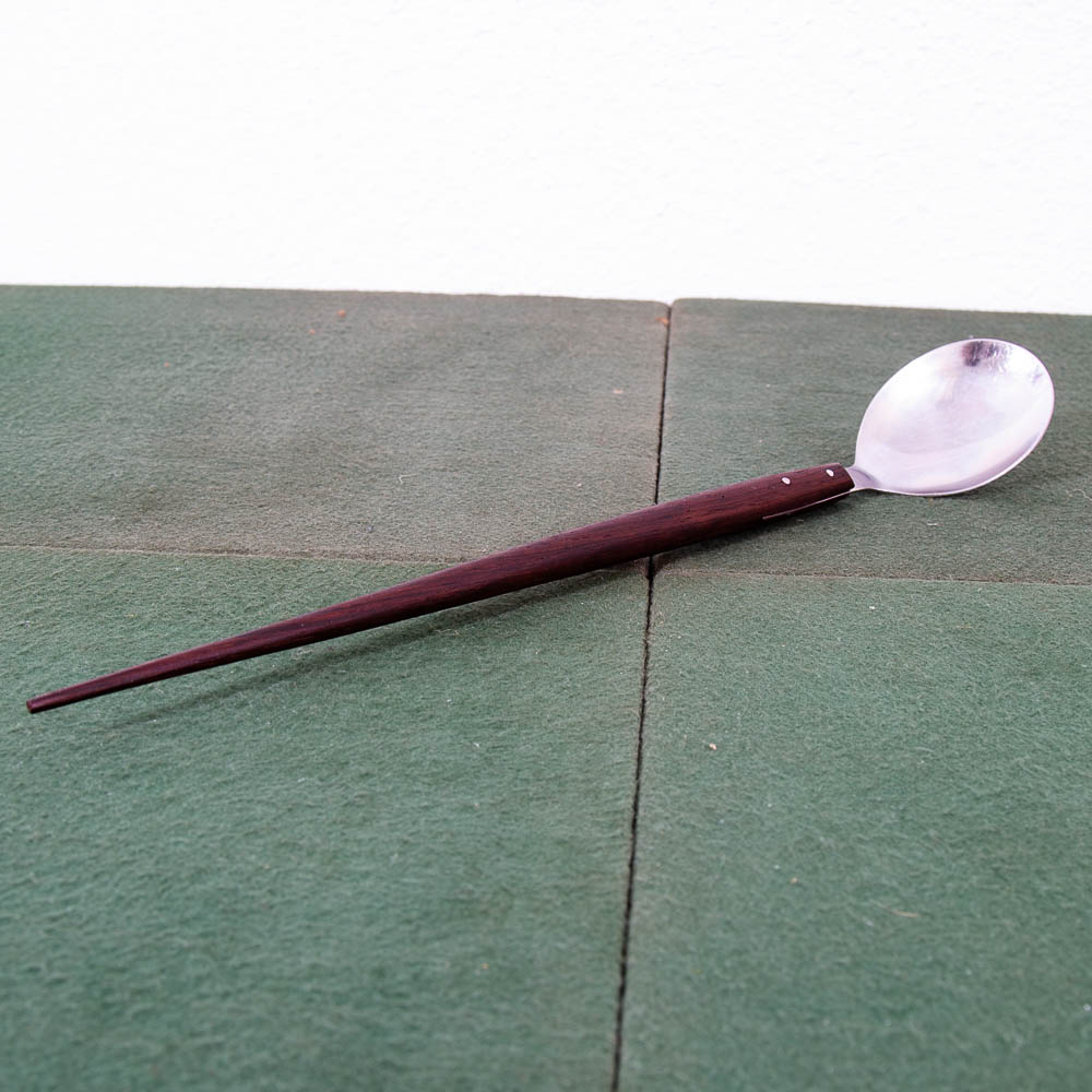 Mid Century Danish Modern Serving Utensils Pair Rosewood Steel Spoon Fork Two NM - Image 8