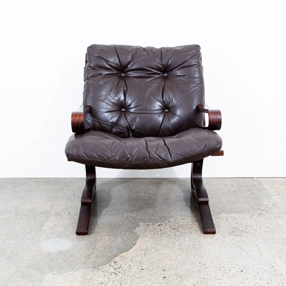 Mid Century Danish Modern Lounge Chairs Brown Leather Bentwood Set Pair Vintage - Image 5