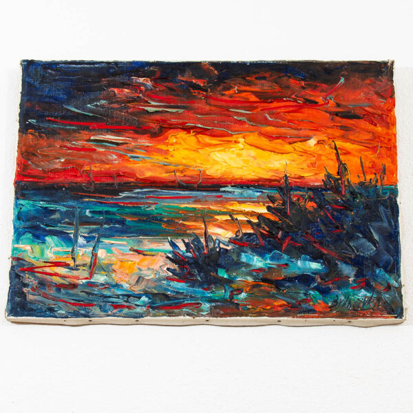 Mid Century Modern Painting Dutch Original Sea Side Oil Expressionist Texture - Image 4