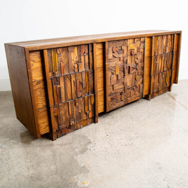 Mid Century Modern Credenza Dresser Lane Mosaic Pueblo Brutalist 9 Drawer Wood
