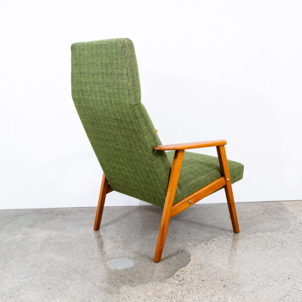 Mid Century Danish Modern Lounge Chair Armchair Green Arms Mcm Denmark Highback - Image 11