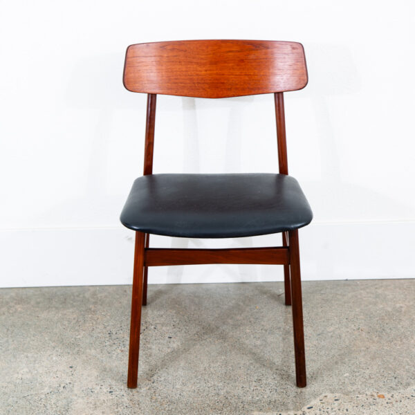 Mid Century Danish Modern Dining Chairs Black Leather Set 2 Pair Teak Elgaard NM - Image 4