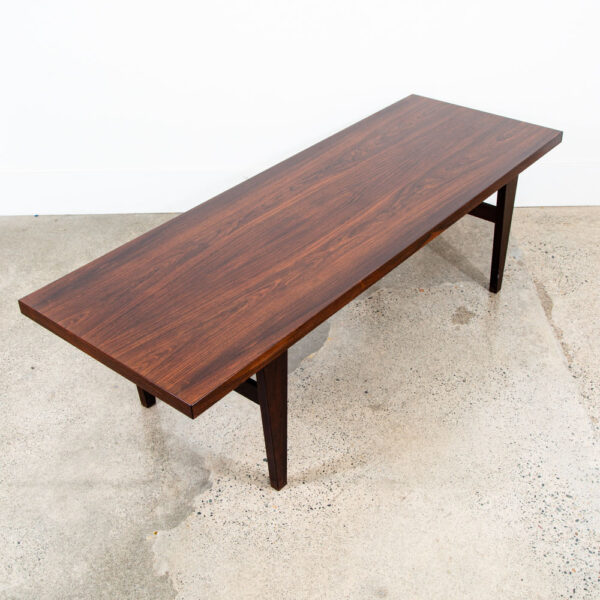 Mid Century Danish Modern Coffee Table Rosewood Mcm Vintage Denmark 66 in Mcm - Image 3