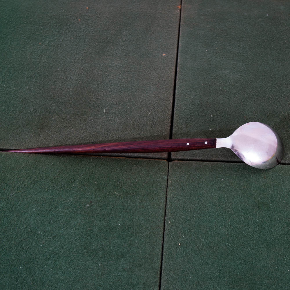 Mid Century Danish Modern Serving Utensils Pair Rosewood Steel Spoon Fork Two NM - Image 6