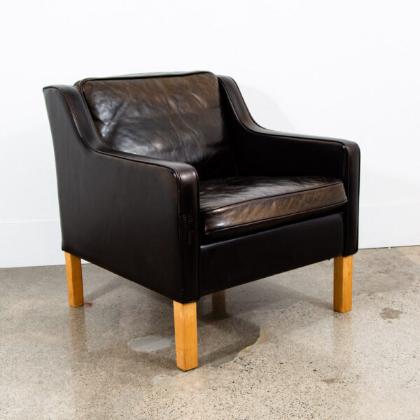 Mid Century Danish Modern Lounge Chair Black Leather White Oak Arm Denmark Mcm