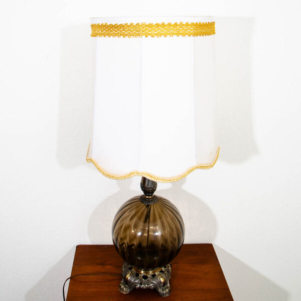 Mid Century Modern Smoke Glass Desk Lamp Textured Body with Metal Base - Image 3
