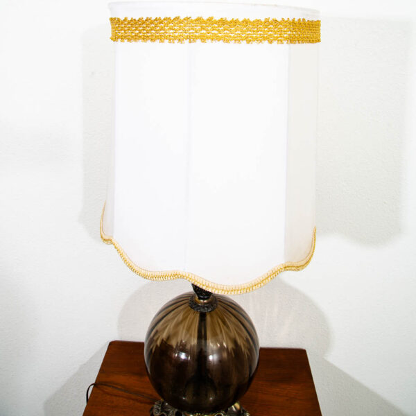 Mid Century Modern Smoke Glass Desk Lamp Textured Body with Metal Base - Image 10