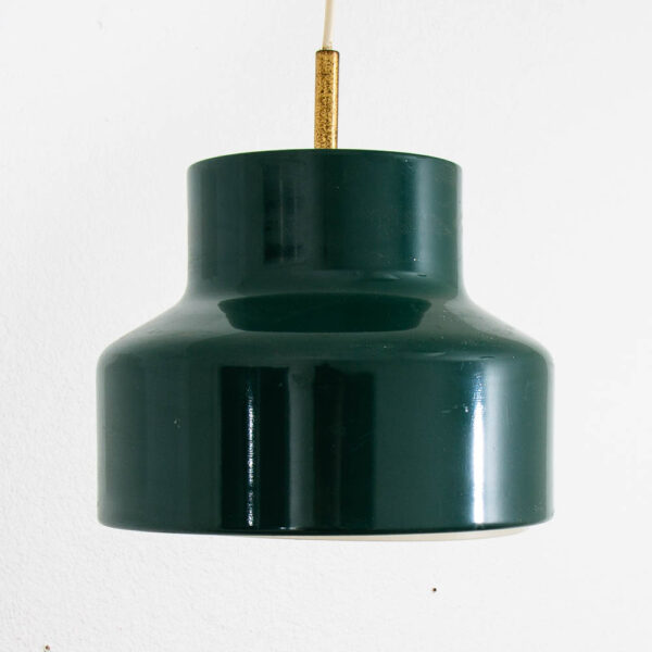 Mid Century Modern Lyskær Danish Green Hanging Pendant White Plastic Grid Metal - Image 3