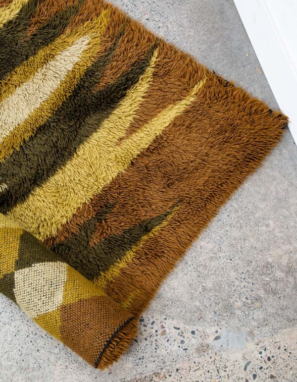 Mid Century Danish Modern Shag Rug Ege Rya Abstract Brown Green Area ...
