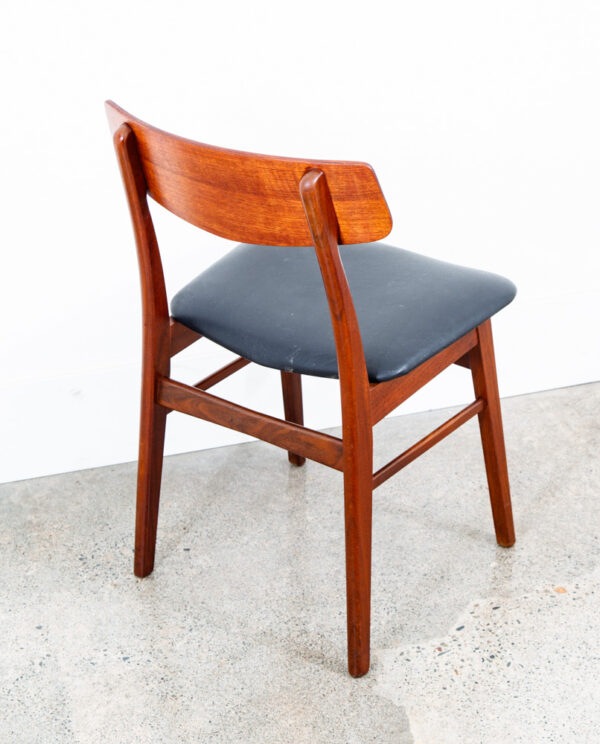 Mid Century Danish Modern Dining Chairs Black Leather Set 2 Pair Teak Elgaard NM - Image 7
