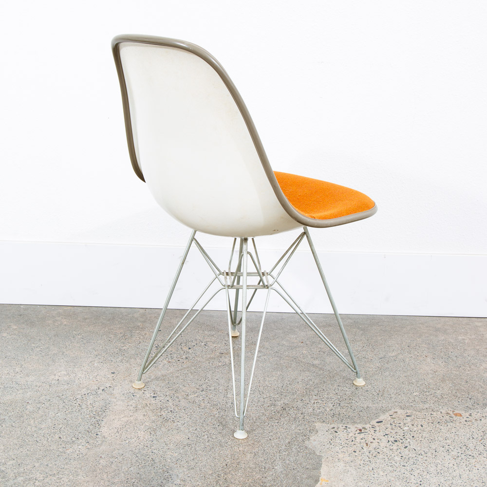 Mid Century Modern Side Chair Fiberglass Shell Orange Herman Miller Girard Tweed - Image 4