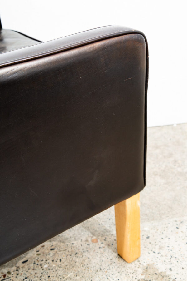 Mid Century Danish Modern Lounge Chair Black Leather White Oak Arm Denmark Mcm - Image 10