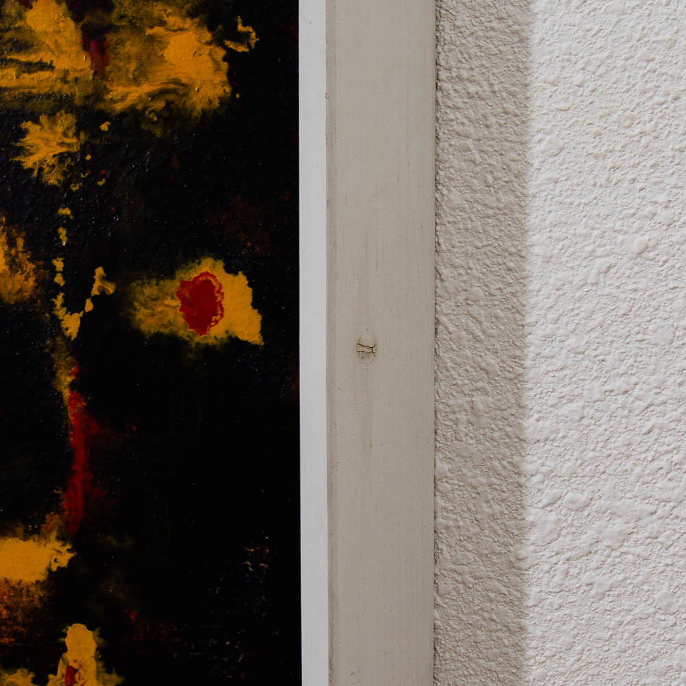 Mid Century Modern Original Art Abstract Expressionism Painting Black Yellow Mcm - Image 7