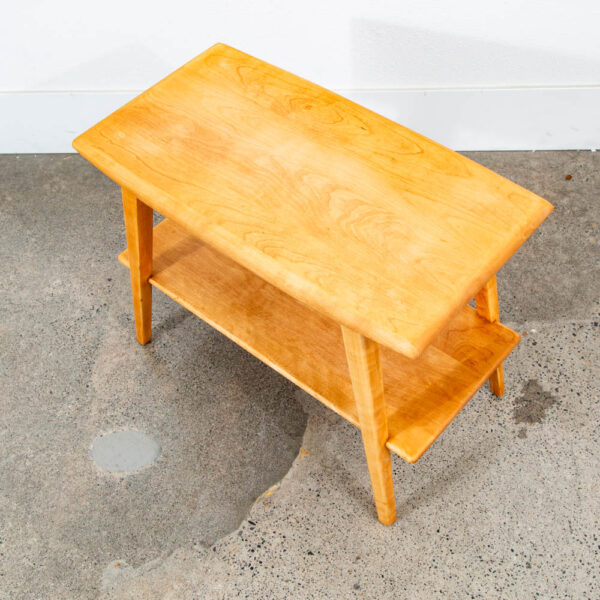 Mid Century Modern Coffee Table Heywood Wakefield Blonde Wood Birch Maple Shelf