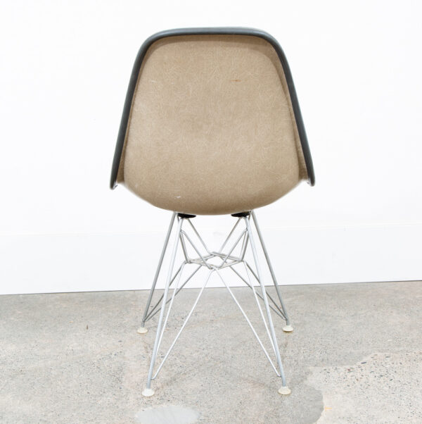 Mid Century Modern Side Shell Chair Herman Miller Eames Eiffel Base Blue Mohair - Image 4