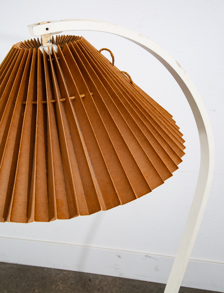 Mid Century Modern Floor Lamp Caprani Bentwood Shade MCM White Danish 60s-70s - Image 10