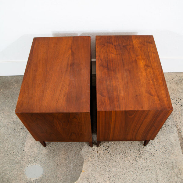 Mid Century Modern Nightstands End Side Tables Dillingham Esprit Walnut Drawer - Image 4