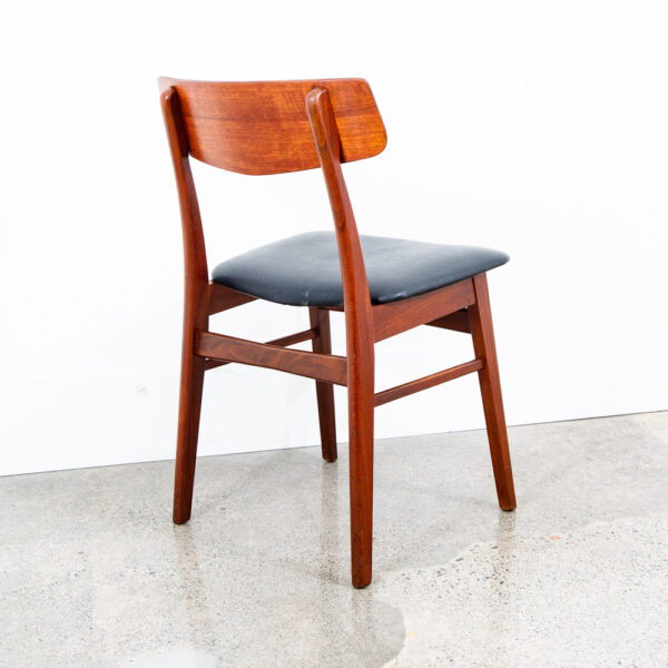 Mid Century Danish Modern Dining Chairs Black Leather Set 2 Pair Teak Elgaard NM - Image 9