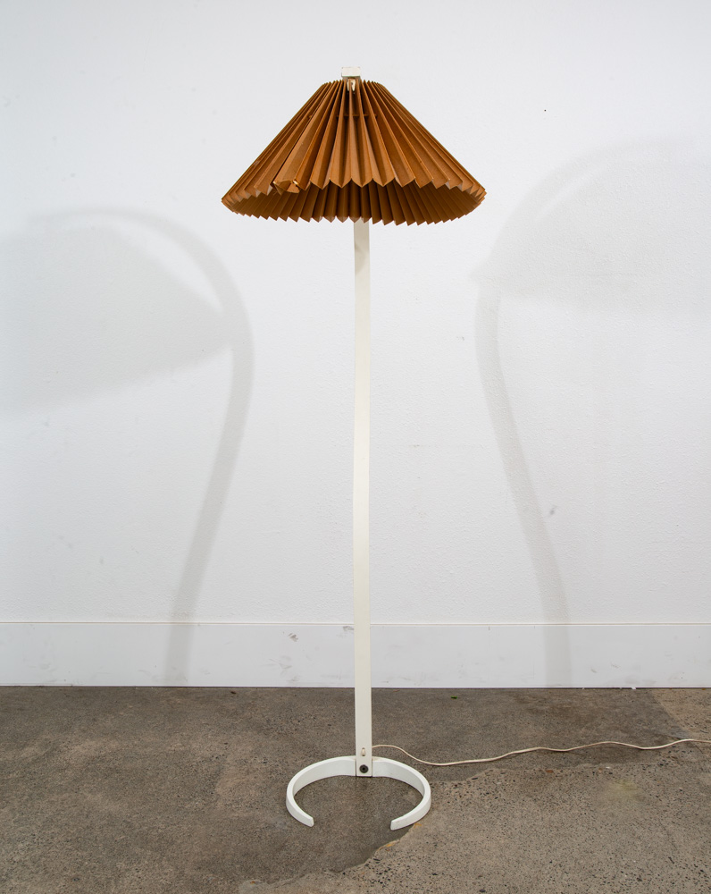 Mid Century Modern Floor Lamp Caprani Bentwood Shade MCM White Danish 60s-70s - Image 7