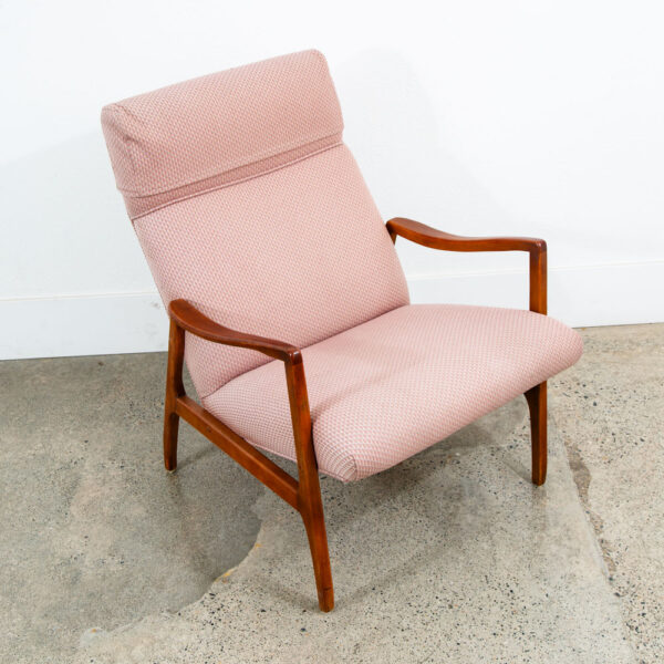 Mid Century Danish Modern Lounge Chairs Set 2 Salmon Pink Peach Armchairs Mcm - Image 2