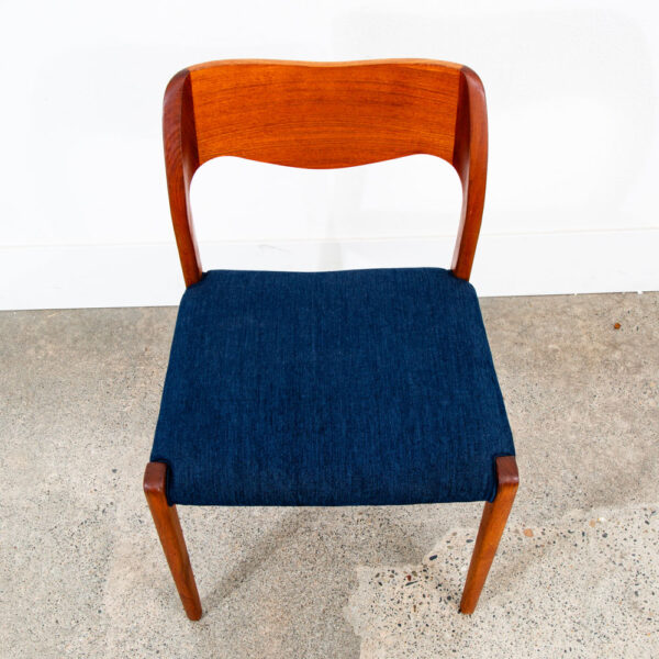 Mid Century Danish Modern Dining Chair Niels J.L Moller #71 Teak Dk Blue Denmark - Image 6