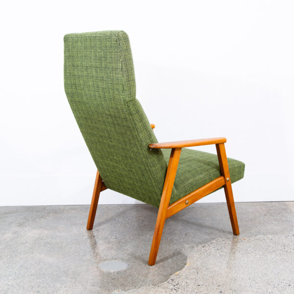 Mid Century Danish Modern Lounge Chair Armchair Green Arms Mcm Denmark Highback - Image 3
